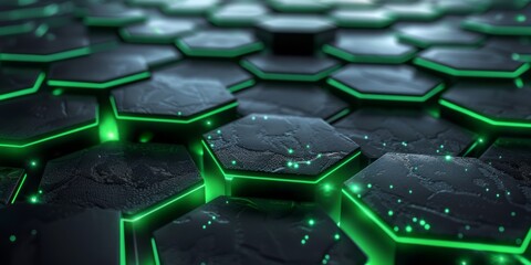 Poster - 3d Abstract background formed from green hexagons , Glass green Pattern, Geometric Crystals, Abstract illustration images. High quality photo