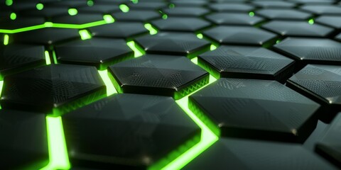 Poster - 3d Abstract background formed from green hexagons , Glass green Pattern, Geometric Crystals, Abstract illustration images. High quality photo