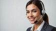 Portrait of a smiling Friendly and helpful customer service representative wearing a headset