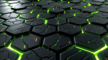 Poster - 3d Abstract background formed from green hexagons , Glass green Pattern, Geometric Crystals, Abstract illustration images. High quality photo