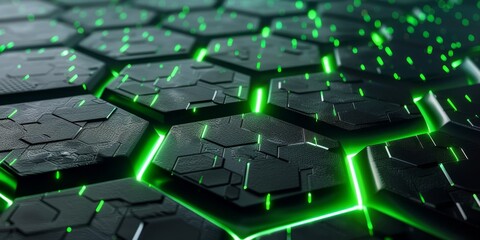 Poster - 3d Abstract background formed from green hexagons , Glass green Pattern, Geometric Crystals, Abstract illustration images. High quality photo