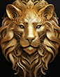 Lion of painted in gold on a black background, gold.	