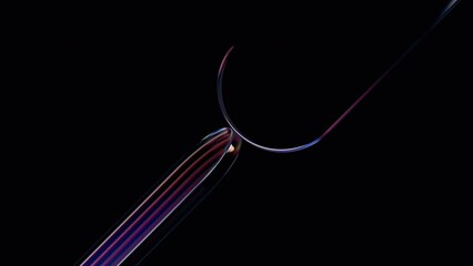 Poster - Abstract animation, 3d render of rotating glass shapes on a black background, 4k seamless looped video