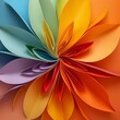 Macro image of colorful curved paper, abstract flower-like design


