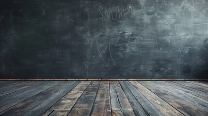 Wall Mural - Empty Room With Blackboard and Wooden Floor