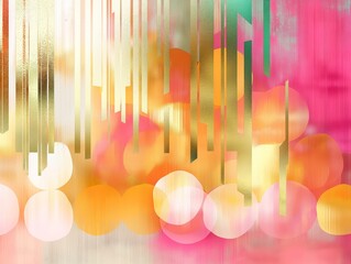 A dynamic abstract painting showcasing metallic gold and pink colors with a modern style