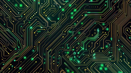 Poster - Digital circuit board pattern background, perfect for tech startups and innovation-driven presentations.