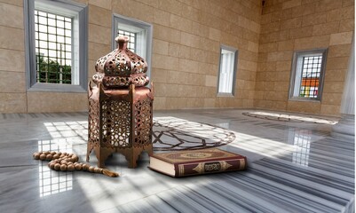 Wall Mural - Holy beautiful muslim or arab mosque interior, religion concept