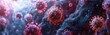 Microscopic View of Influenza Virus Cells with Abstract D Viruses Texture - Virology Medicine Science Background Banner Panorama