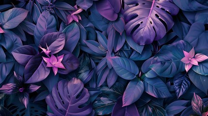 Canvas Print - Botanical plants purple ambience wallpaper botanical