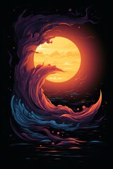 Wall Mural - The image is a beautiful landscape of a sunset over the ocean