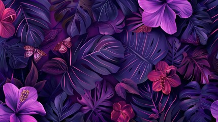 Canvas Print - Botanical plants purple ambience wallpaper botanical