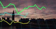 Image of financial data processing over london cityscape