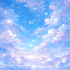 Wall Mural - Ethereal Cosmic Vortex: Captivating Awe-Inspiring Scene with Pink and Azure Clouds