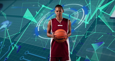 Canvas Print - Image of basketball player holding ball over light basketball scientific basketball