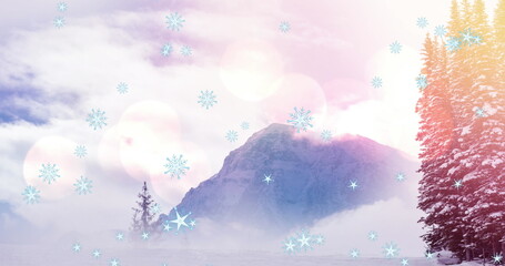 Poster - image of snow falling over landscape