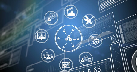 Poster - Digital interface with data processing over globe against digital interface