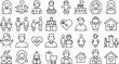 © Bahauddin - Family icon set  collection . Linear icon collection, Editable stroke, Vector illustration.