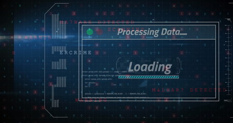 Poster - Image of data processing and text over screen