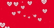 Image of pink heart icons floating against copy space on red background