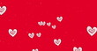 Image of pink heart icons floating against copy space on red background