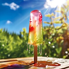 popsicle melting on a hot summer day 