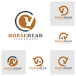 Set of Horse head logo design vector. Horse illustration logo concept