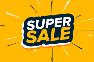 Wall Mural - Free vector super sale banner background design