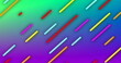 Image of colourful lines moving diagonally on green and purple background
