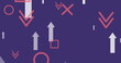 Image of white arrows and shapes on blue background