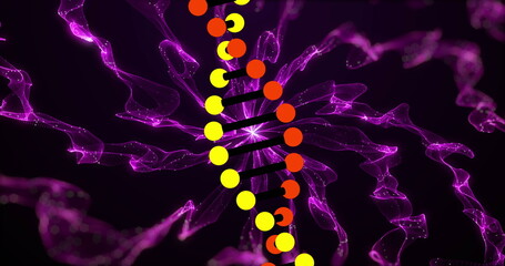 Sticker - Image of dna strand over shapes