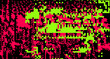 Abstract glitchy background with random pixel noise. Vector illustration in green and red colors.