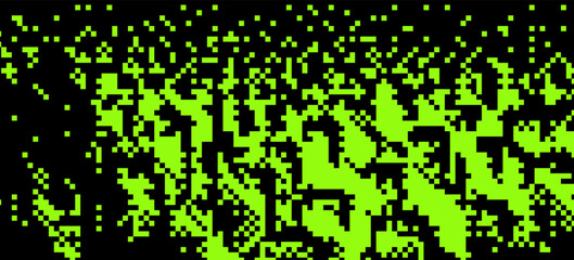 Poster - Abstract glitchy background with random pixel noise. Vector illustration in green and black colors.