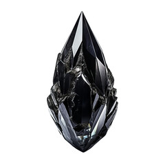 Black crystal. Isolated on black background. 3D rendering.