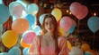 © Suite Green Media - Beautiful Young Woman Surrounded By Balloons Close Up