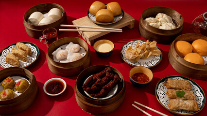 Wall Mural - Dimsum is a snack originating from China. This food is usually eaten as breakfast or an afternoon snack