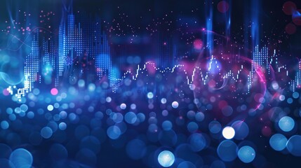 Poster - abstract sound wave vector background with shining blue color, abstract blue digital equalizer, soun