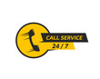 Call center, customer support service symbol. Isolated vector icon of phone tube inside of yellow circle, symbolizing noctidial hotline communication, assistant help and live interaction with clients