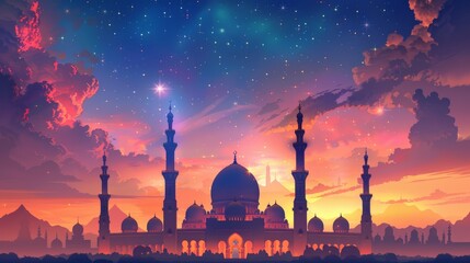 Wall Mural - Vector Illustration of a Historic Mosque