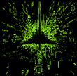 Abstract glitchy background with random pixel noise. Vector illustration in green and black colors.