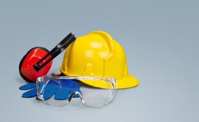 Wall Mural - Safety helmet, personal protective safe equipment concept