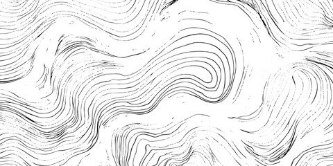 Poster - Black hand drawn wavy line drawing pattern. Minimalist wave outline curve background. Creative curve line wave texture background. 