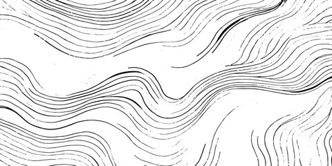 Poster - Black hand drawn wavy line drawing pattern. Minimalist wave outline curve background. Creative curve line wave texture background. 
