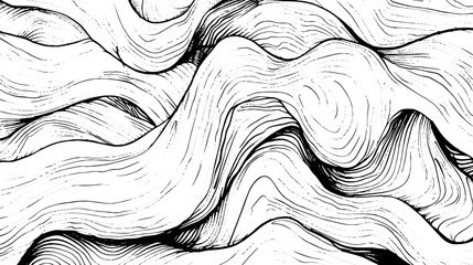 Poster - Black hand drawn wavy line drawing pattern. Minimalist wave outline curve background. Creative curve line wave texture background. 