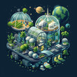 Space Farm Icon in the Style of Agritech in Space: An Innovative Design Concept