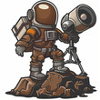 Iconic Representation of a Space Miner in the Style of Asteroid Mining