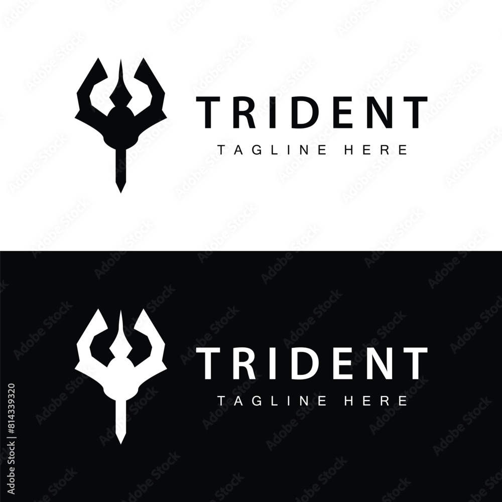 Trident logo design spear weapon vector sea king poseidon neptune ...