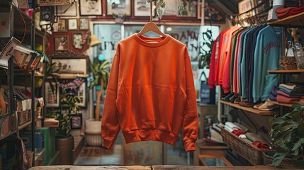 Wall Mural -  bright orange sweater in quirky shop