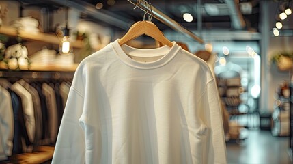 Wall Mural -  plain white sweatshirt in clothing store