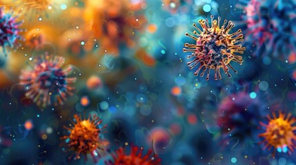 viruses microscopic view background banner